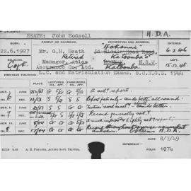 HEATH, John Hodsoll (Hawkesbury Diploma of Agriculture (HDA))