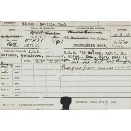 HICKS, Neville Jack (Course Not Identified)