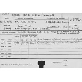 HIRST, Colin Arthur Frederick (Course Not Identified)