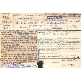 HOWARD, Kenneth Frank (Hawkesbury Diploma of Agriculture (HDA))