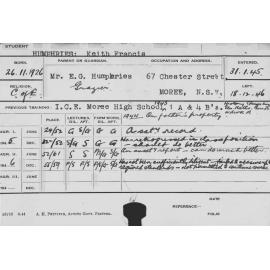 HUMPHRIES, Keith Francis (Course Not Identified)