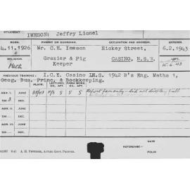 IMESON, Jeffry Lionel (Course Not Identified)
