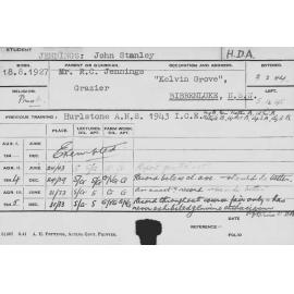 JENNINGS, John Stanley (Hawkesbury Diploma of Agriculture (HDA))