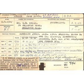 KELLY, John David (Hawkesbury Diploma of Agriculture (HDA))