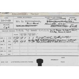KILLINGBECK, Victor (Course Not Identified)