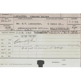 LANCASTER, Stephen Walter (Course Not Identified)
