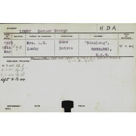LUMBY, Horace George (Hawkesbury Diploma of Agriculture (HDA))