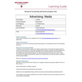 Learning Guide - Advertising: Media (101034) - Spring 2017