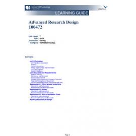 Learning Guide - Advanced Research Design (100472) - Spring 2010