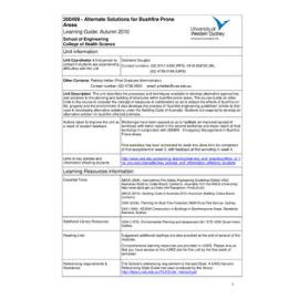 Learning Guide - Alternate Solutions for Bushfire Prone Areas (200499) - Autumn 2010
