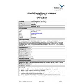 Learning Guide & Unit Outline - Contemporary Society (100960) - Autumn 2010