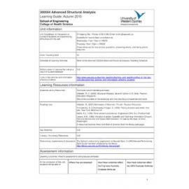 Learning Guide - Advanced Structural Analysis (300594) - Autumn 2010