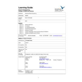 Learning Guide - Advanced Water Engineering (300595) - Autumn 2010