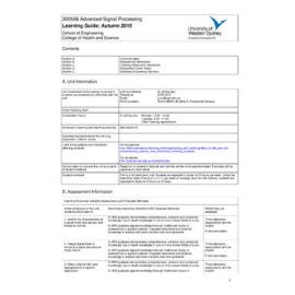 Learning Guide - Advanced Signal Processing (300596) - Autumn 2010
