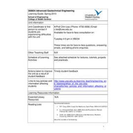 Learning Guide - Advanced Geotechnical Engineering (300604) - Spring 2010