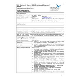 Learning Guide - Advanced Structural Design (300605) - Spring 2010