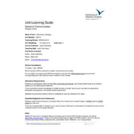 Learning Guide - Advertising Strategy (100215) - Spring 2010