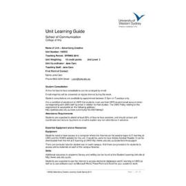 Learning Guide - Advertising Creative (100552) - Spring 2010