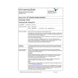 Learning Guide - 20th Century Design Histories (101022) - Spring 2010