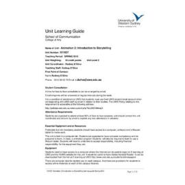 Learning Guide - Animation 2 Introduction to Storytelling (101037) - Spring 2010