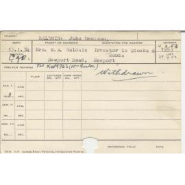 BALDWIN, John Denison (Course Not Identified)