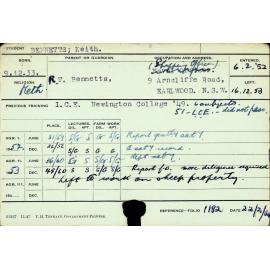 BENNETTS, Keith (Hawkesbury Diploma of Agriculture (HDA) (First and Second Year Certificate))