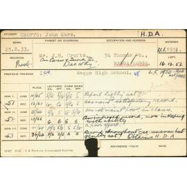 CROFTS, John Mars (Hawkesbury Diploma of Agriculture (HDA))