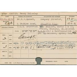 CROUCH, Henry Wolseley (Course Not Identified)