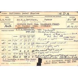 DAVIDSON, Peter Charles (Hawkesbury Diploma of Agriculture (HDA))