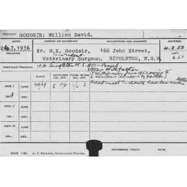 GOODSIR, William David (Course Not Identified)