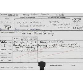 HALLETT, Henry Roland James (Hawkesbury Diploma in Dairy (HDD))