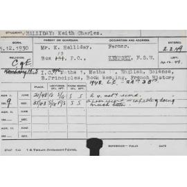 HALLIDAY, Keith Charles (Course Not Identified)