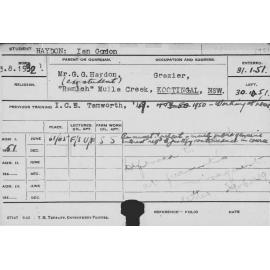 HAYDON, Ian Gordon (Course Not Identified)