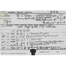 HAYNES, Harold Leslie (Hawkesbury Diploma of Agriculture (HDA))