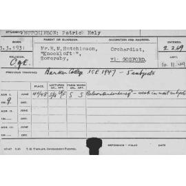 HUTCHINSON, Patrick Hely (Course Not Identified)