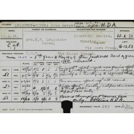 LEIGHTON-JONES, John Serge (Hawkesbury Diploma of Agriculture (HDA))