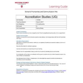 Learning Guide - Accreditation Studies (UG) (101943) - Autumn 2017