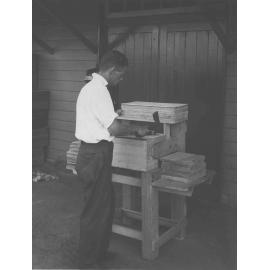 Nailing up a box/case using a frame [Hawkesbury Agricultural College (HAC)]