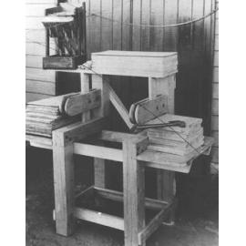 Frame for box/case making - Nail holder on top left [Hawkesbury Agricultural College (HAC)]