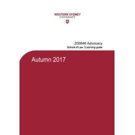 Learning Guide - Advocacy (200646) - Autumn 2017