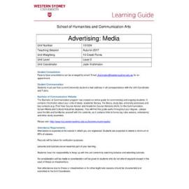 Learning Guide - Advertising: Media (101034) - Autumn 2017