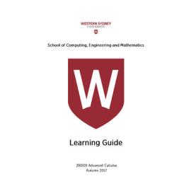 Learning Guide - Advanced Calculus (200028) - Autumn 2017