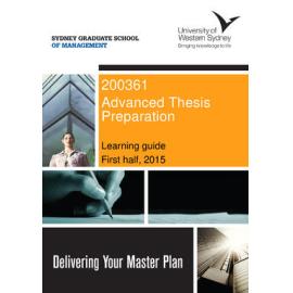 Learning Guide - Advanced Thesis Preparation (200361) - 1H 2015