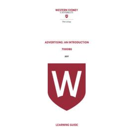 Learning Guide - Advertising: An Introduction (700088) - The College 2017