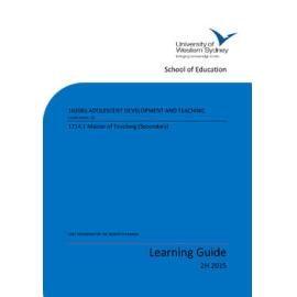 Learning Guide - Adolescent Development & Teaching (102081) - 2H 2015