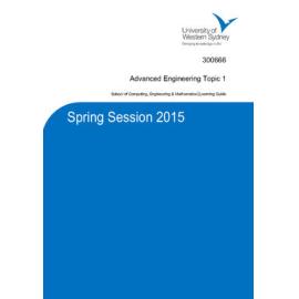 Learning Guide - Advanced Engineering Topic 1 (300666) - Spring 2015
