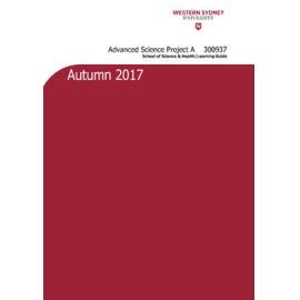 Learning Guide - Advanced Science Project A (300937) - Autumn 2017