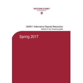 Learning Guide - Alternative Dispute Resolution (200811) - Spring 2017