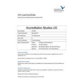Learning Guide - Accreditation Studies UG (101943) - Spring 2015