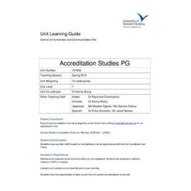 Learning Guide - Accreditation Studies (PG) (101482) - Spring 2015